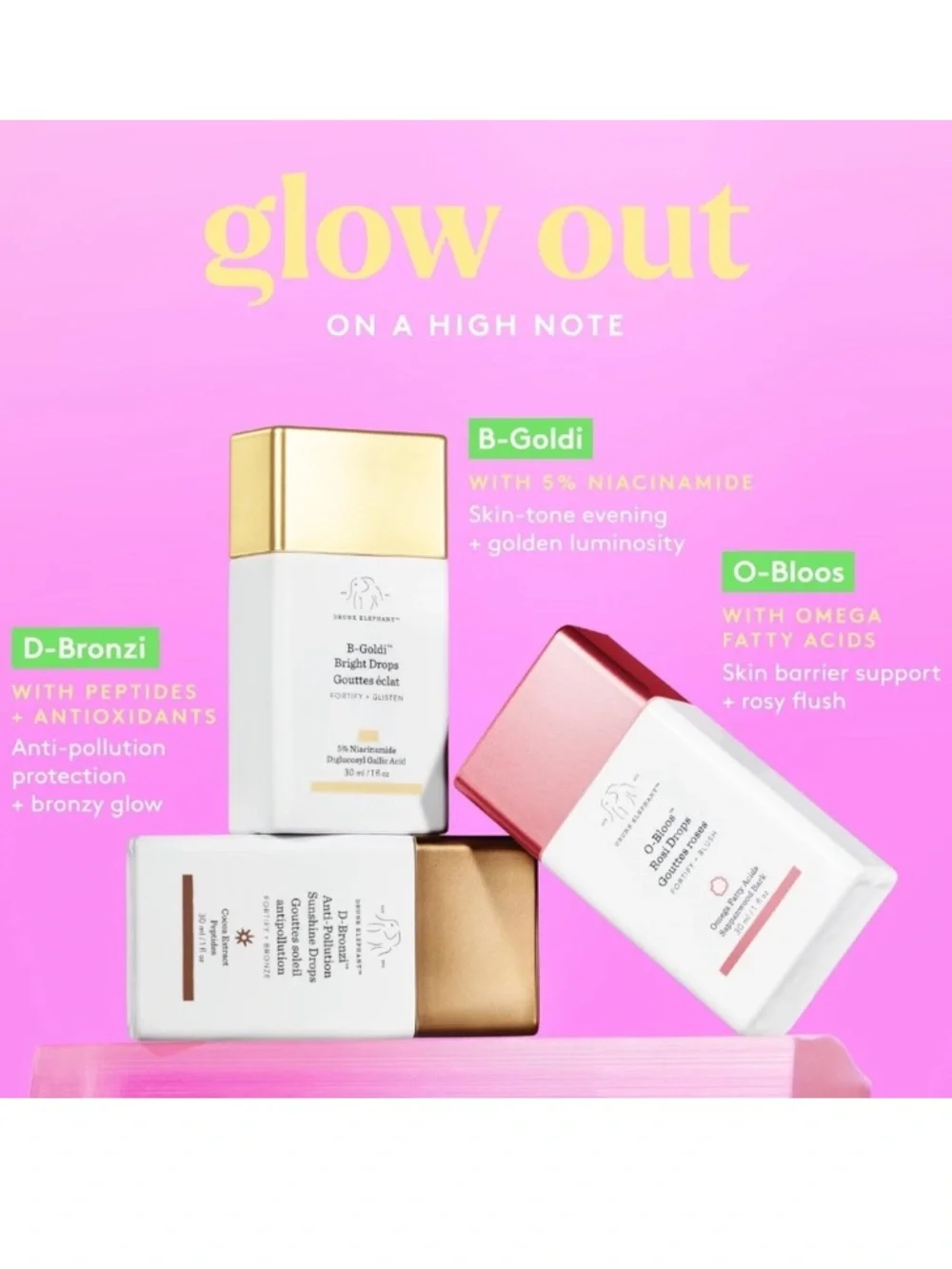 Drunk Elephant O-Bloos Rosy Drops Liquid Blush NEW! FULL SIZE!